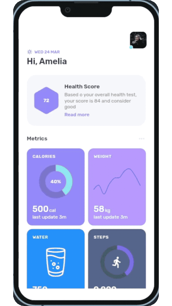 FitMe fitness app shown on a smartphone